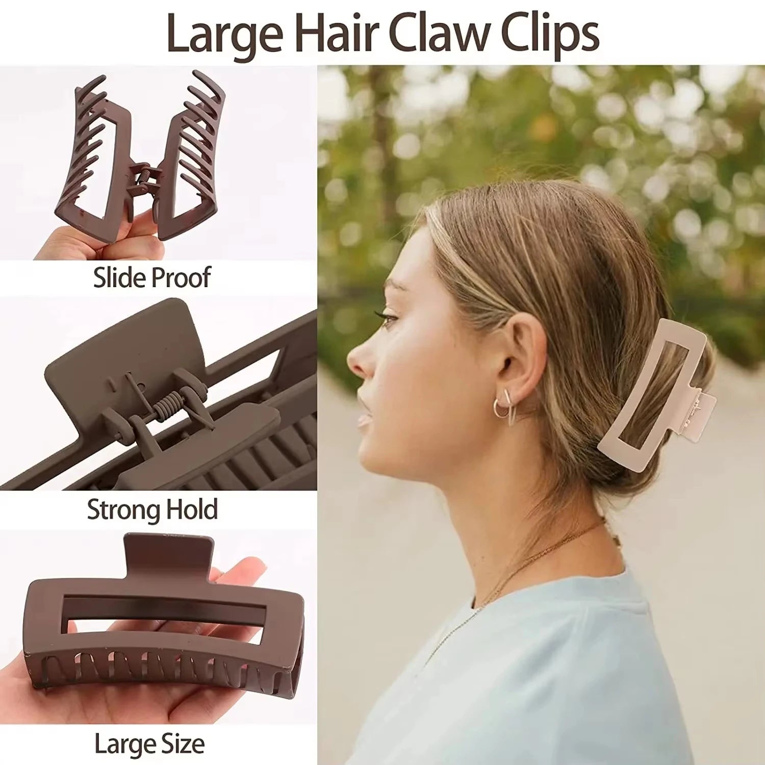 4-Piece Matte Hair Claw Clip Set - Strong Grip, Non Slip Large Claw Clips for Women