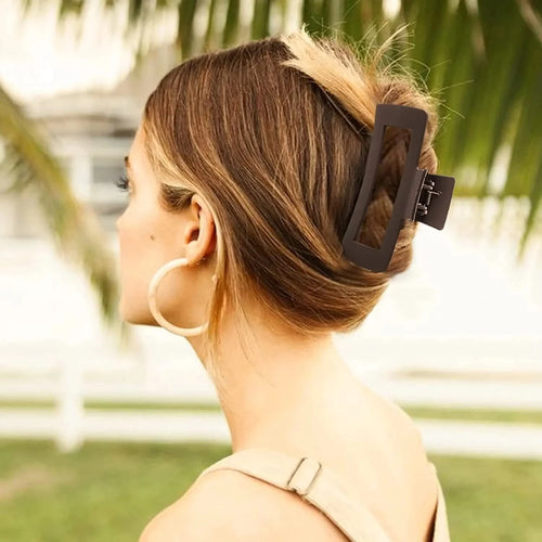 4PCS hair claw clips set for women and girls in coffee and black colors. Designed with a strong non-slip crab grip to hold hair securely all day. Made from durable plastic, suitable for daily use, casual styling, or as a fashionable gift.